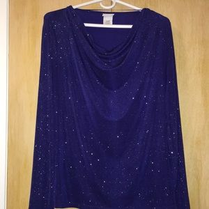 SHIMMERY ROYAL BLUE LONG SLEEVED JACKLYN SMITH TOP
